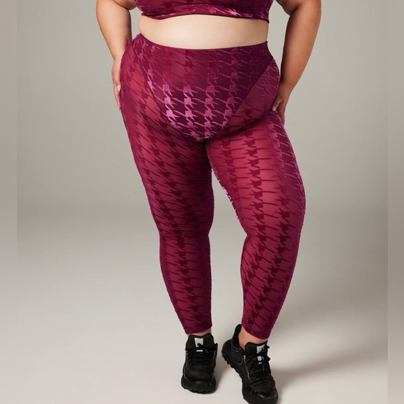 Savage X Fenty Pants - Savage X Fenty Wine Houndstooth High-Waisted Leggings